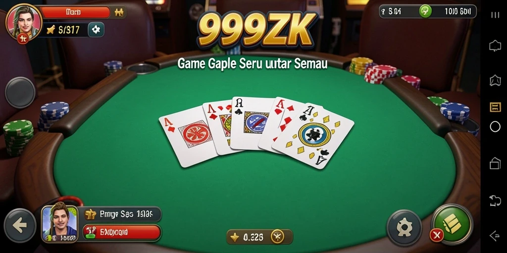 Screenshot menunjukkan gameplay seru dari Gaple di 999ZK.