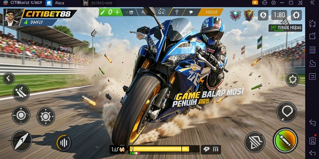 Screenshot gameplay CITIBET88 menampilkan aksi balap motor yang mendebarkan.