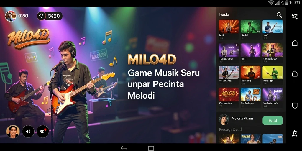 Tampilan gameplay seru MILO4D yang penuh warna dan musik.