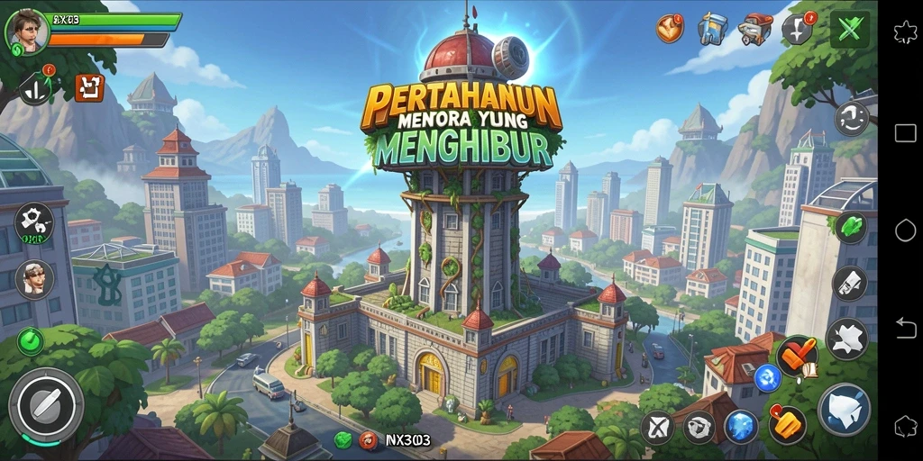 Tampilan gameplay mendebarkan dalam NX303 Tower Defense.