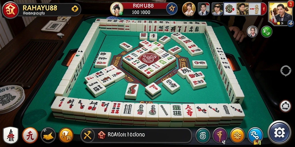 Tampilan gameplay seru RAHAYU88 dengan desain Mahjong yang menarik.