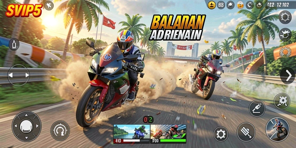 Tangkapan layar menunjukkan aksi balapan cepat di SVIP5.